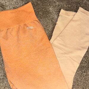 AYBL Women’s Vibrant Orange and Soft Cream Leggings
